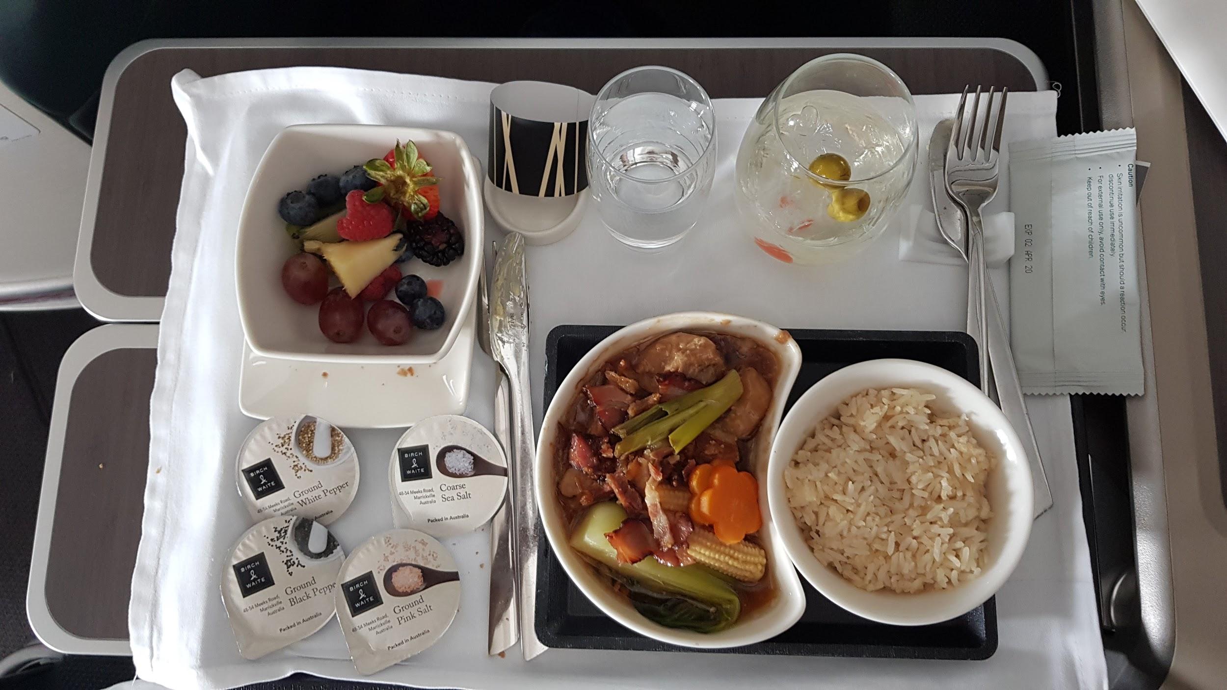 Cathay Pacific Business Class meal