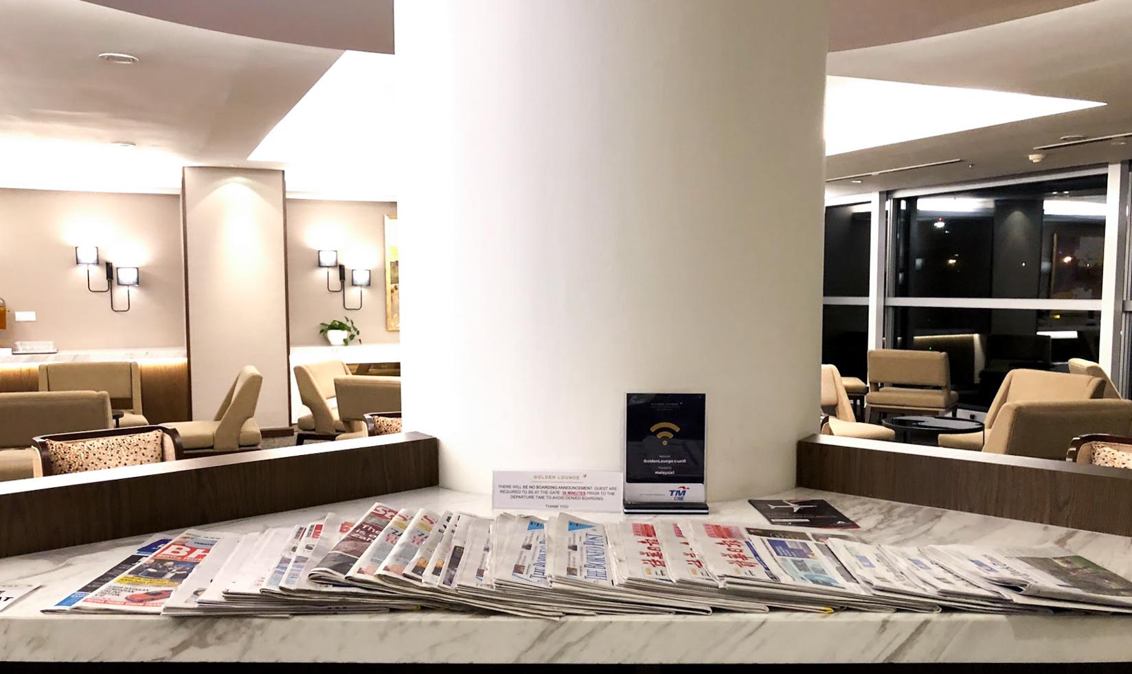 Malaysia Airlines Domestic Golden Lounge Kuala Lumpur reading materials