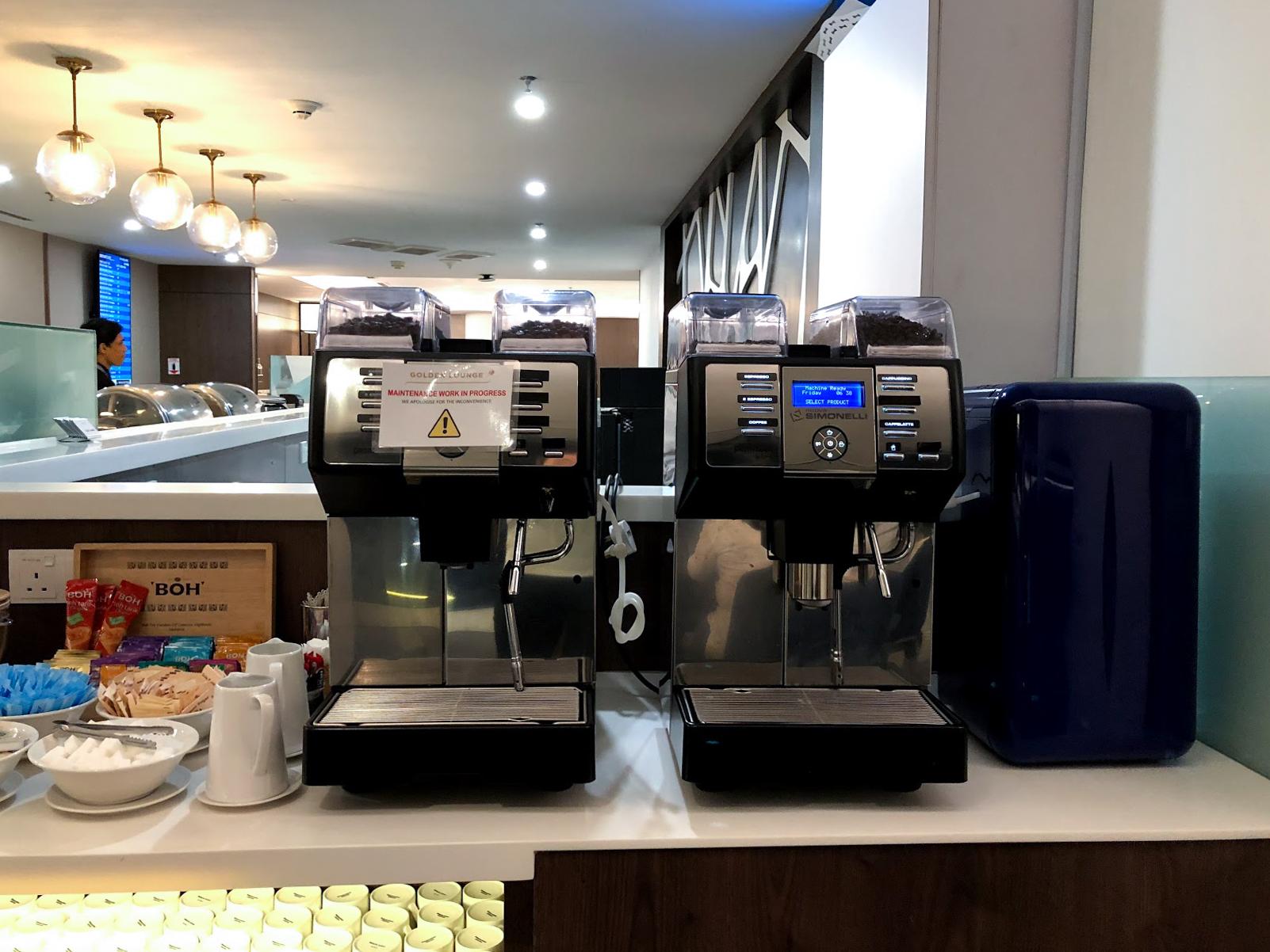 Malaysia Airlines Domestic Golden Lounge Kuala Lumpur coffee machines