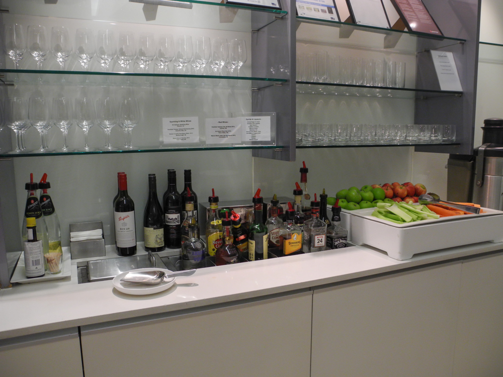 Qantas International Business Lounge Melbourne self-serve alcohol bar