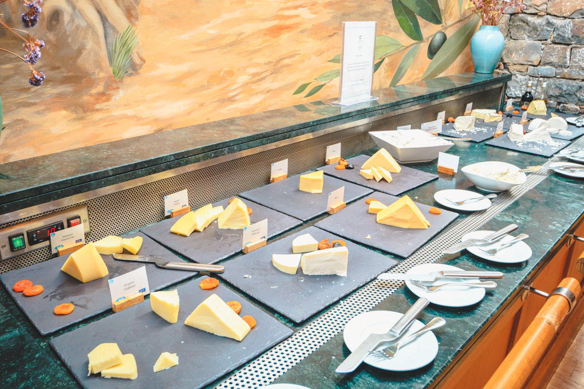 Blue Palace Crete buffet breakfast cheese selection