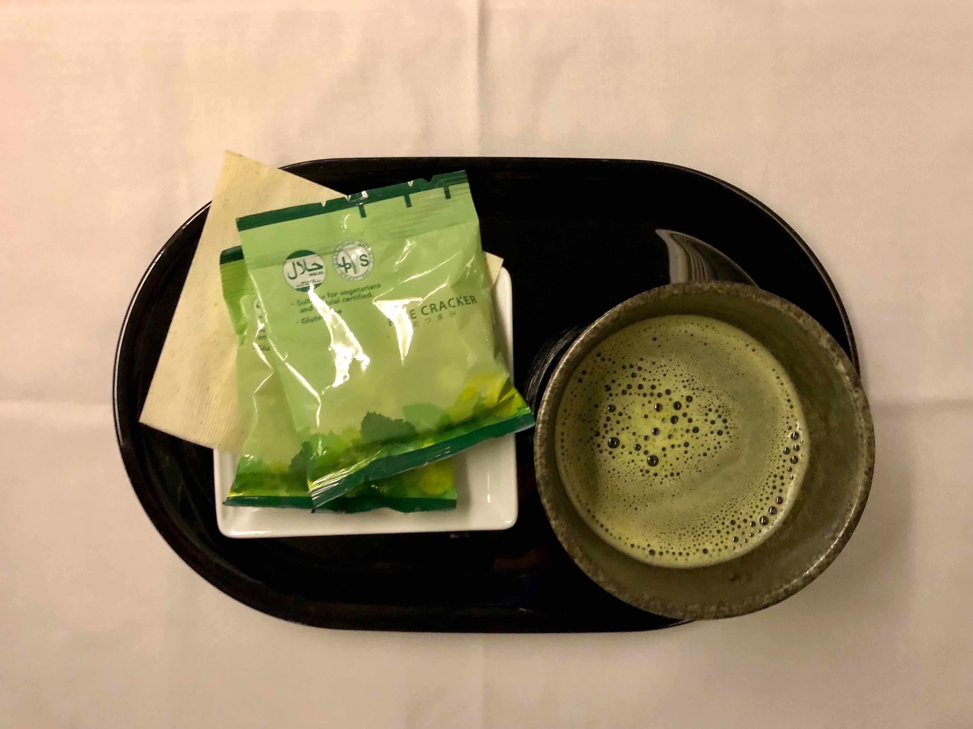 ANA 777 First Class matcha green tea