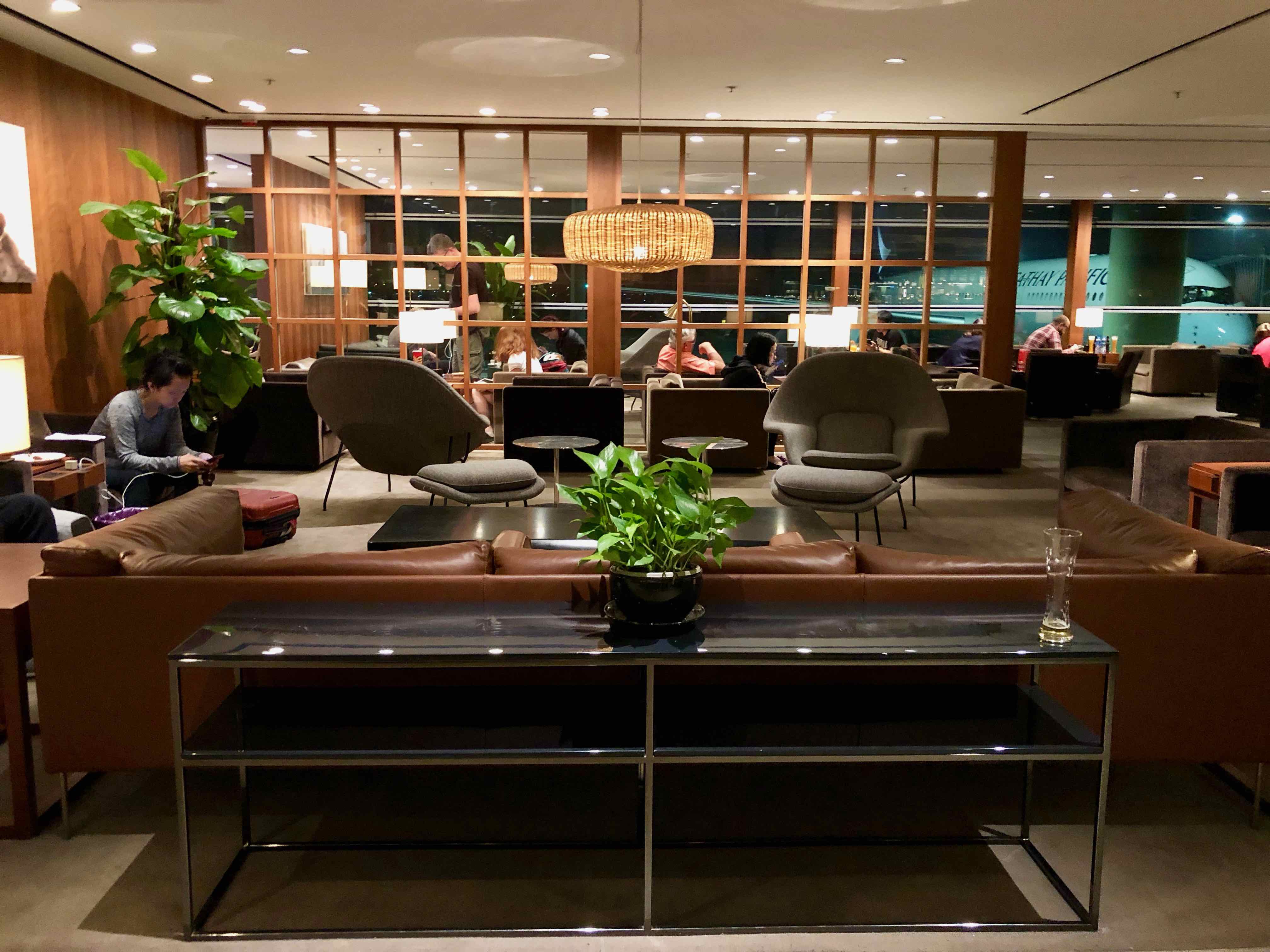 Cathay Pacific The Pier Business Class Lounge Hong Kong seating option