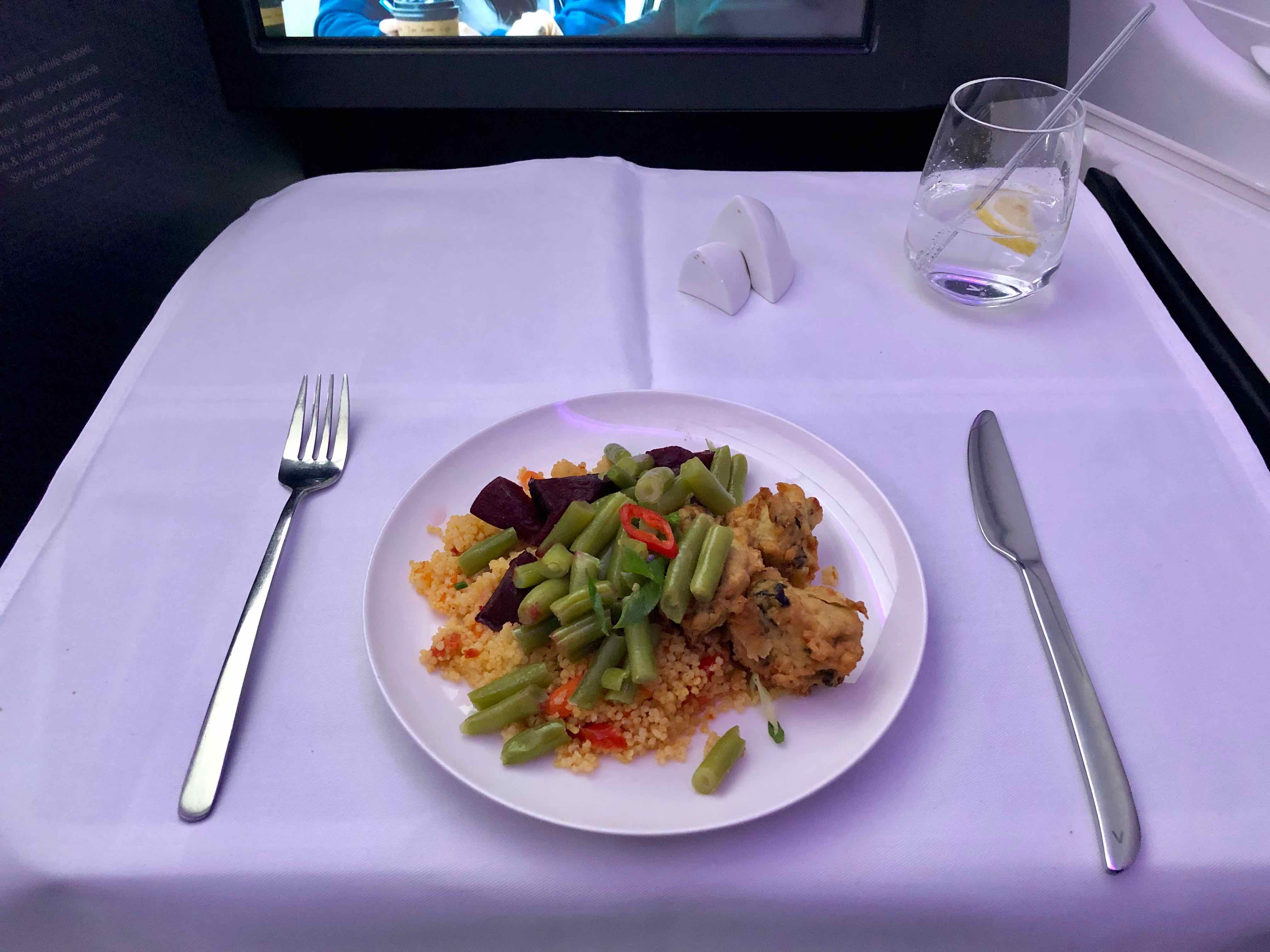 Virgin Australia A330 Business Class meal