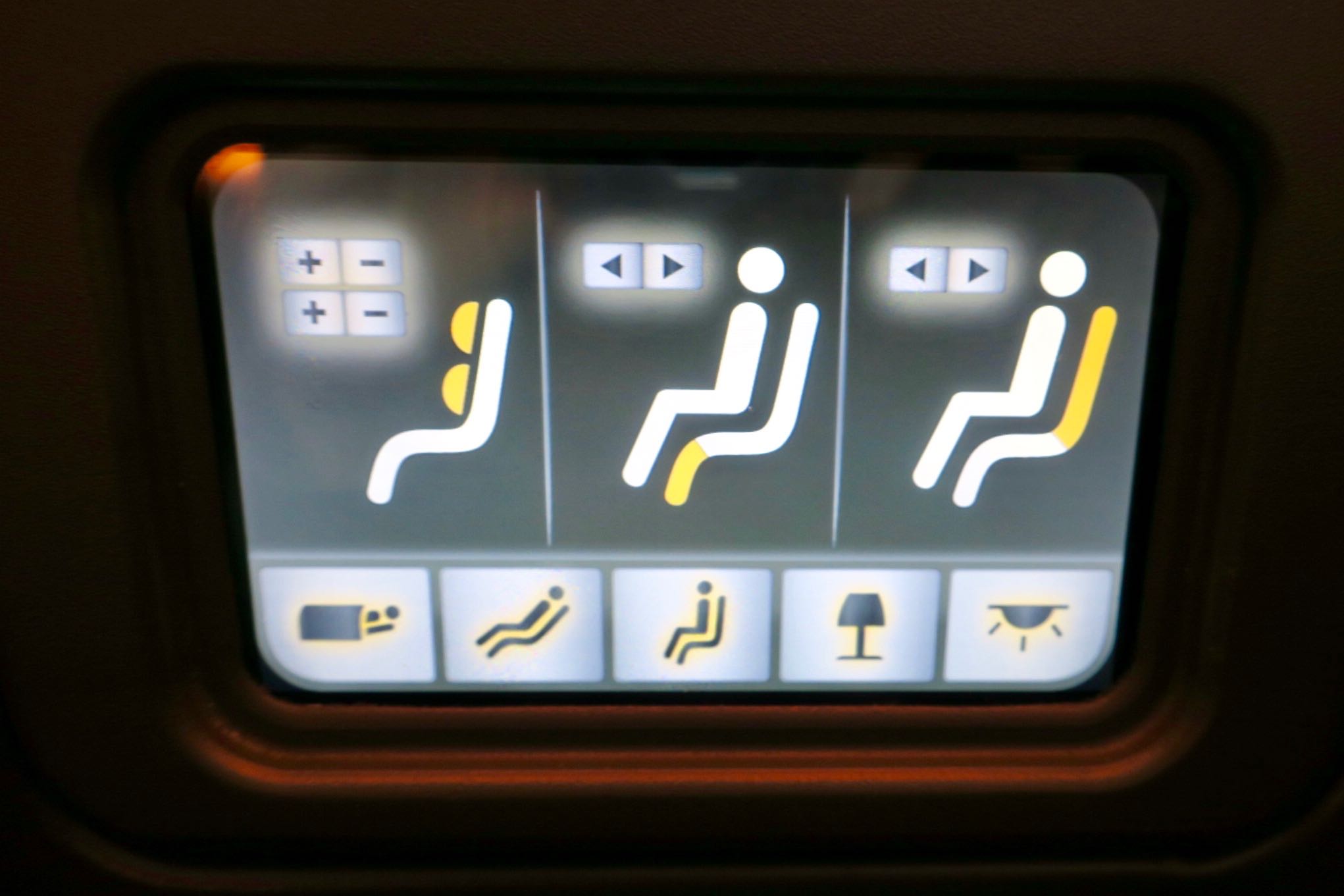 China Airlines Business Class seat controls