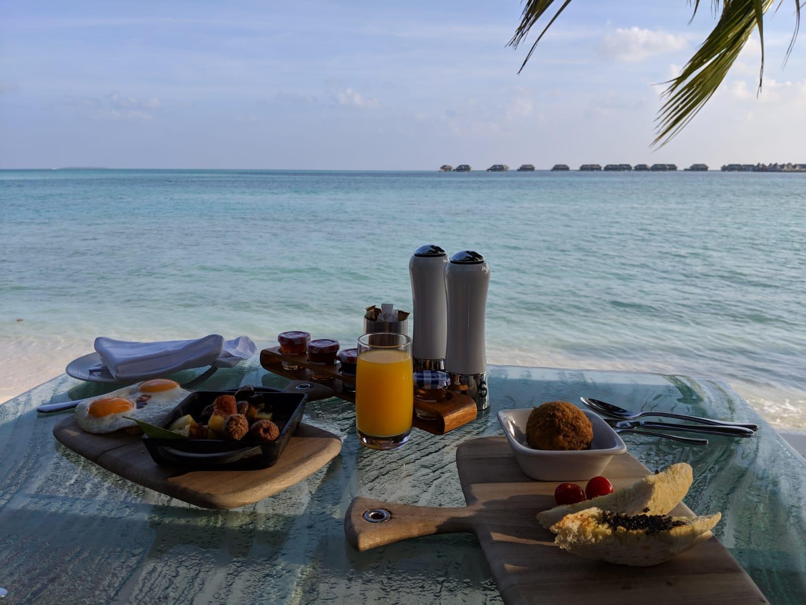 Conrad Rangali Maldives breakfast at Vilu with a view