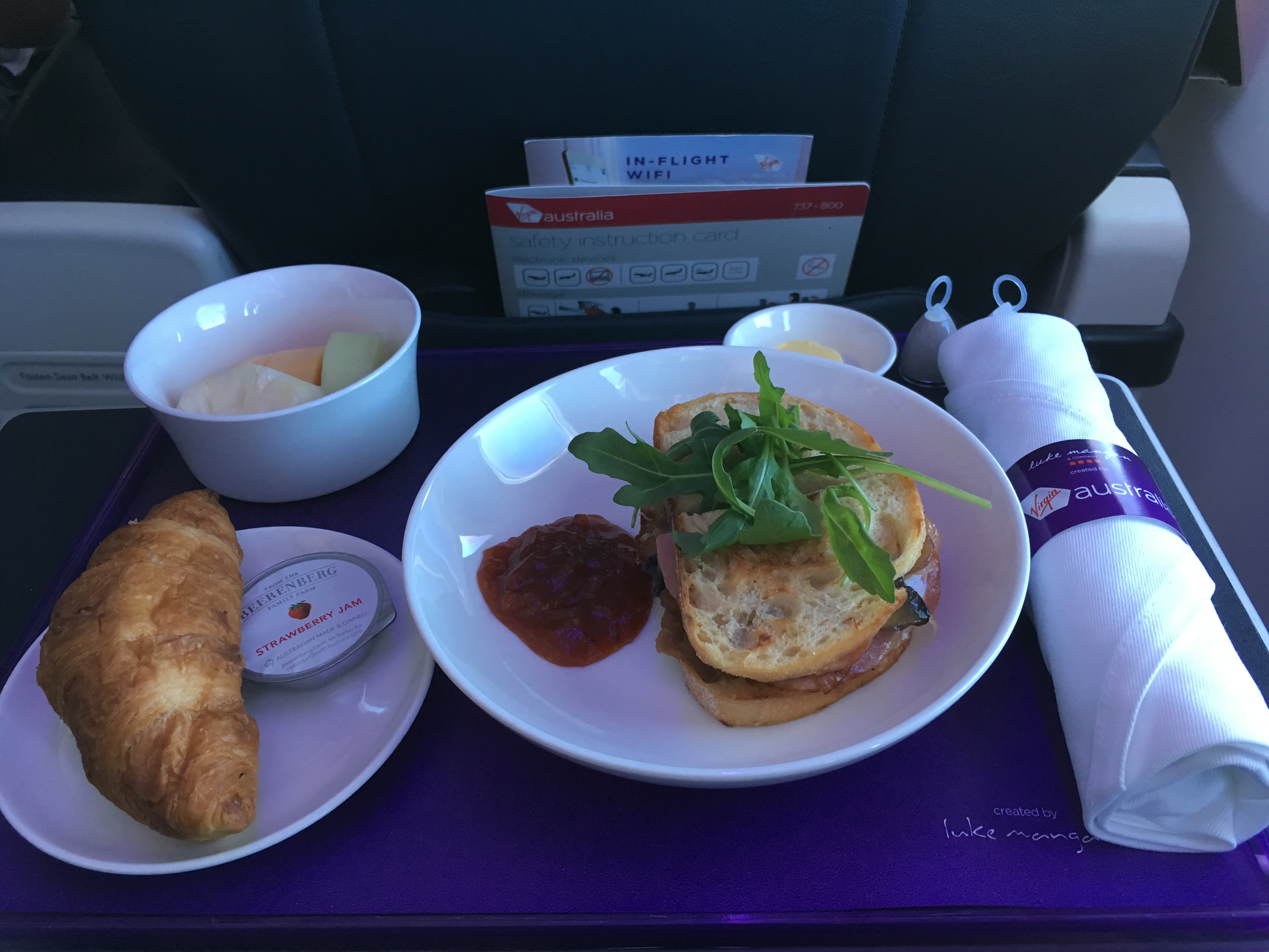 Virgin Australia Business Class breakfast