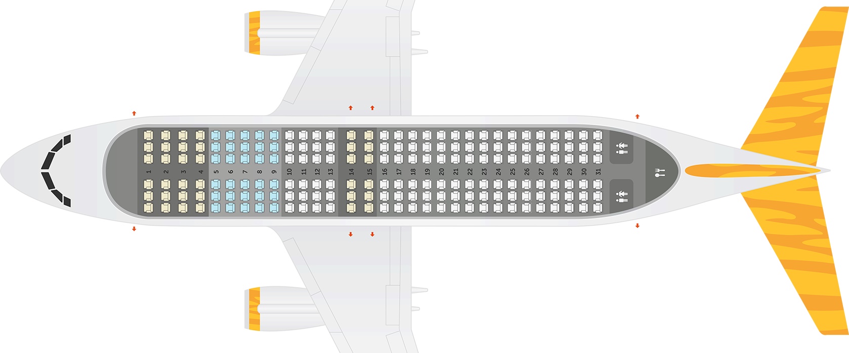 Tigerair Australia 737-800 Economy overview seat map | Point Hacks