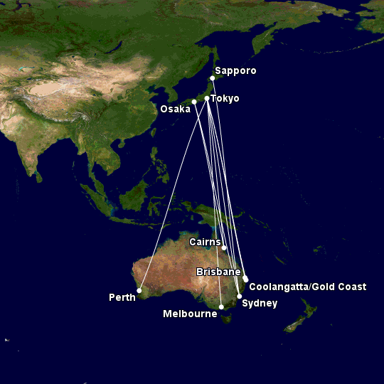Australia to Japan nonstop flights