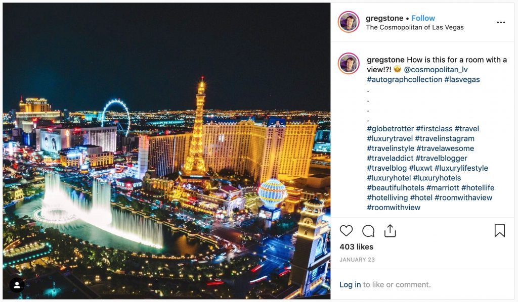 Gregstone Instagram - The Cosmopolitan of Las Vegas