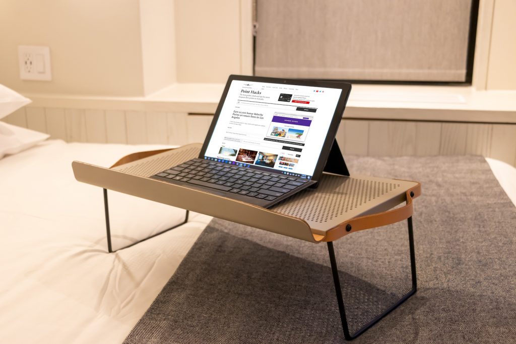 Moxy New York Times Square Bedroom laptop stand