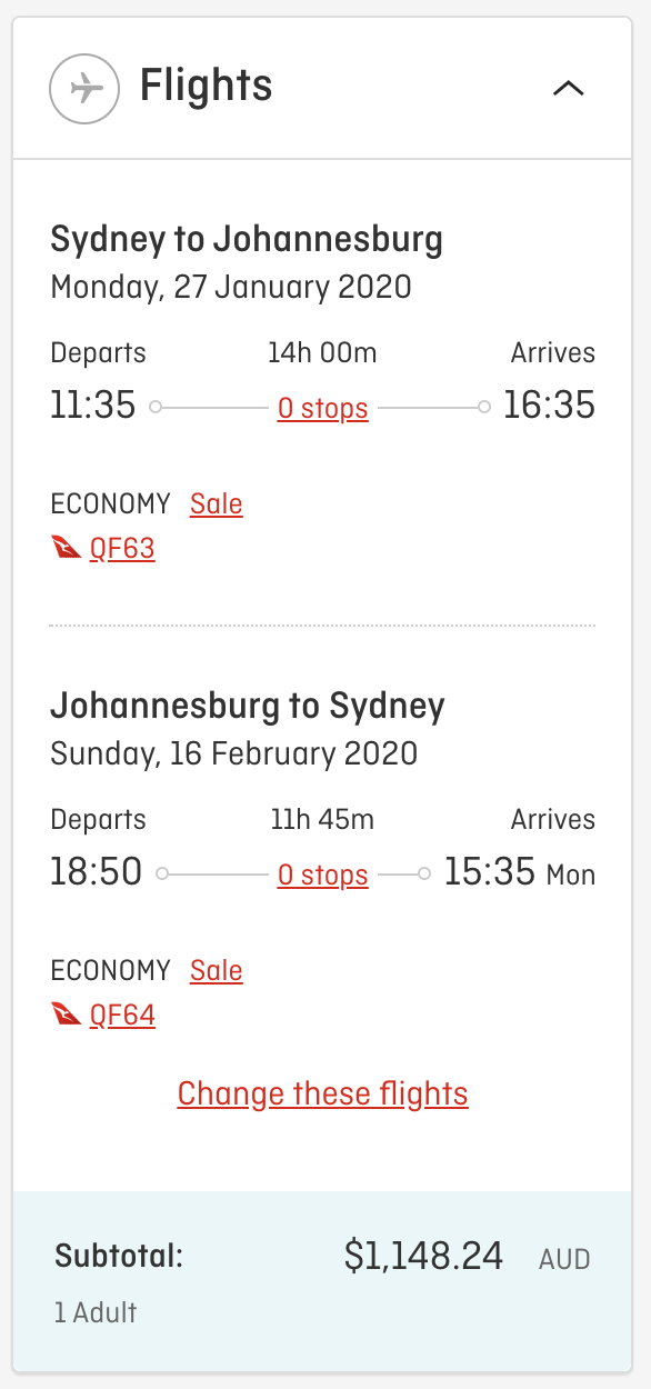 Qantas Flight Deal South Africa Jul 2019