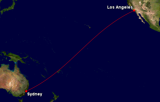 Sydney to LAX route