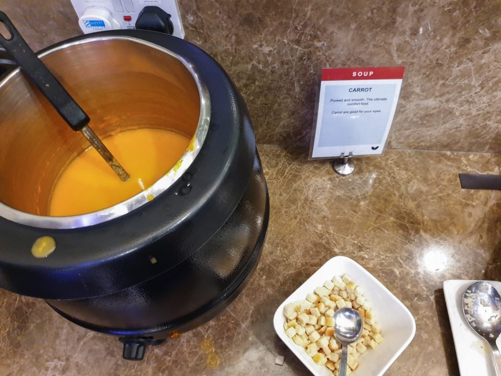 SATS Premier Lounge Changi carrot soup