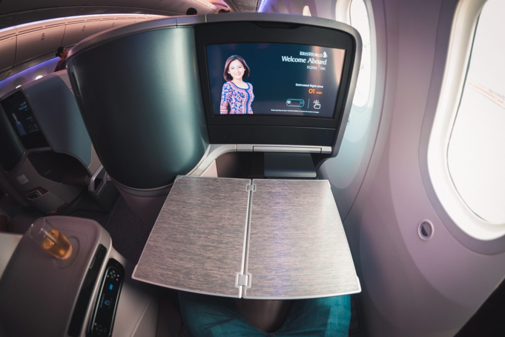 Singapore Airlines 787-10 Business Class tray table