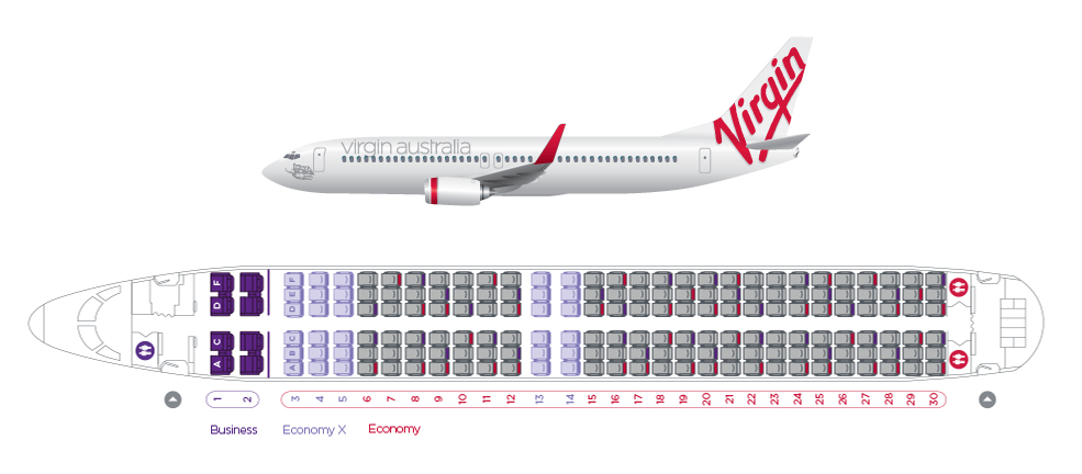 Virgin Australia 737 Economy seat map