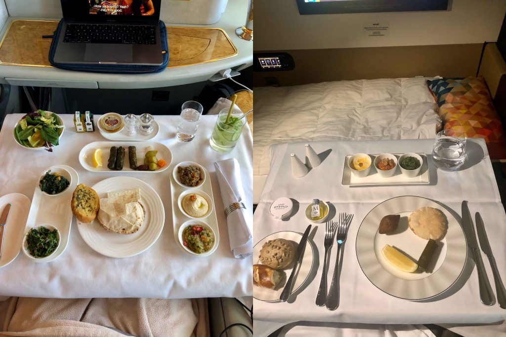 Emirates vs Etihad A380 First Class food