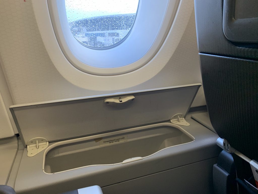 Qantas A380 Economy seat compartment