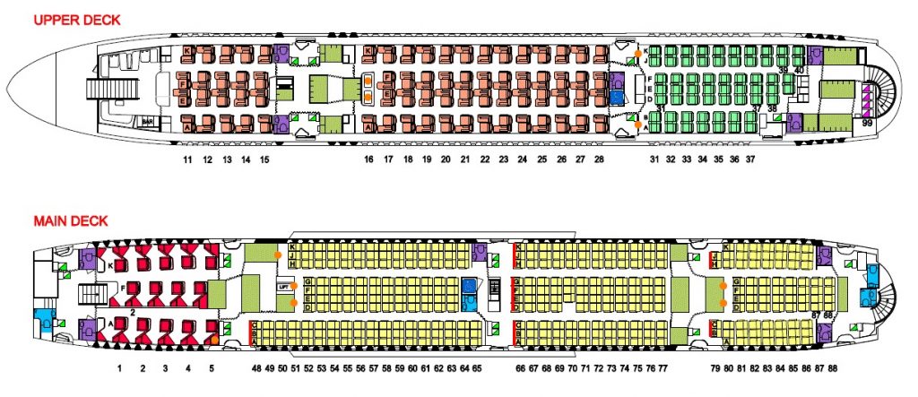 Qantas A380 upper deck seat map