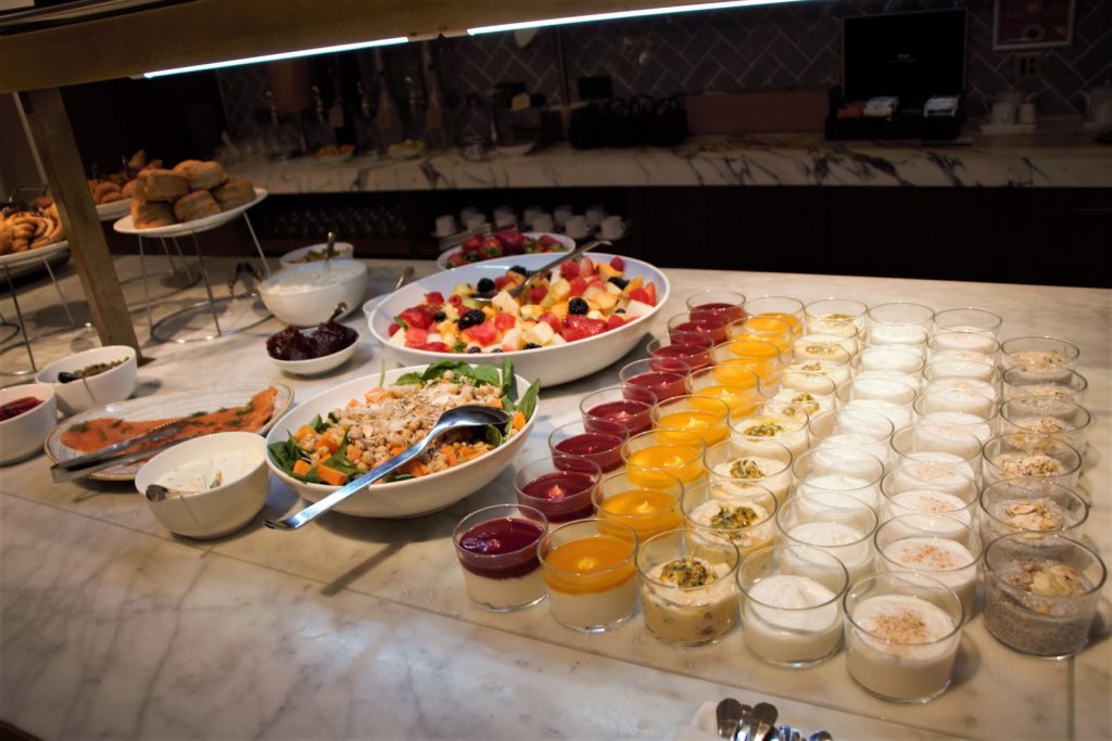 Qantas International London Lounge breakfast buffet