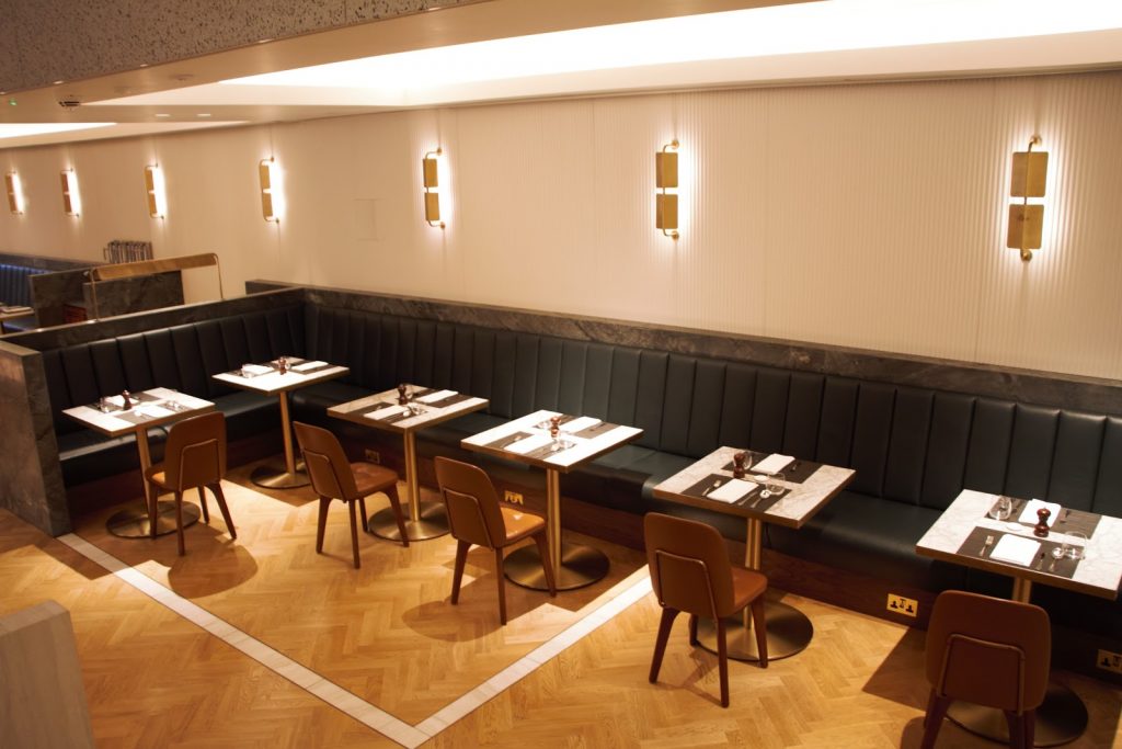 Qantas International London Lounge dining tables