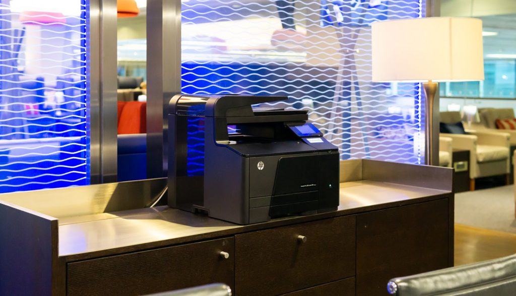 British Airways Singapore Lounge printer