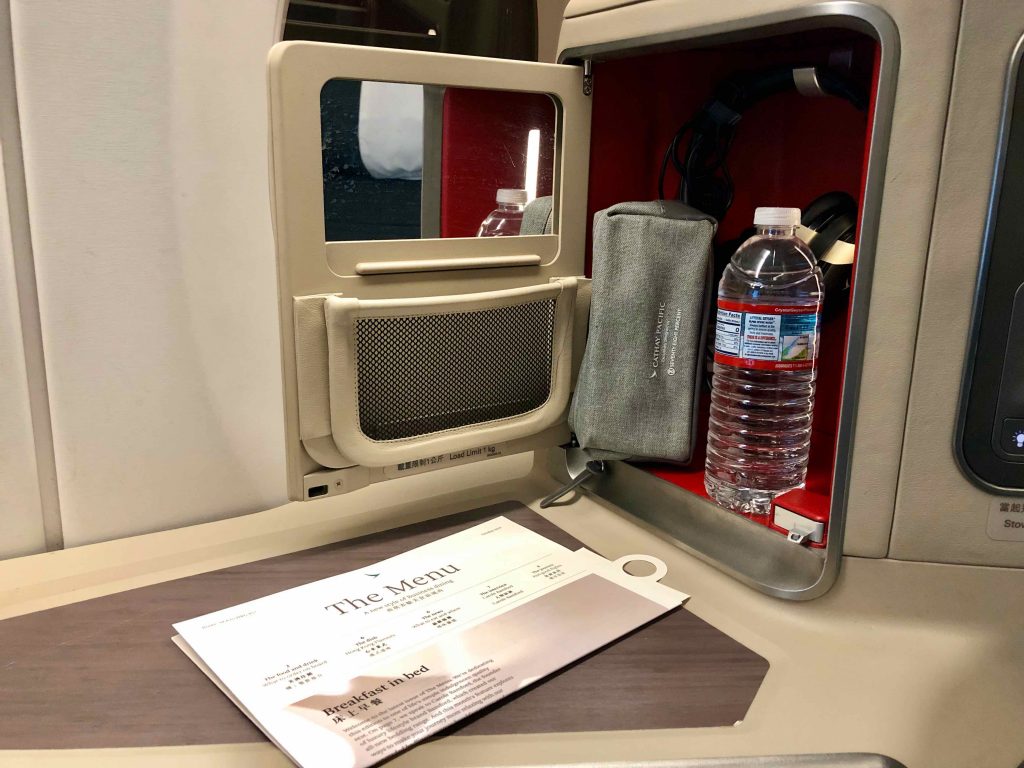 Cathay Pacific Business Class storage