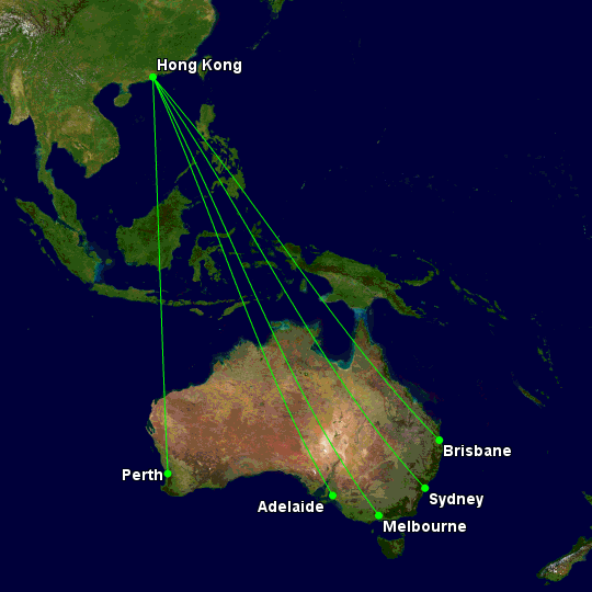 Cathay Pacific routes from Australia December 2019