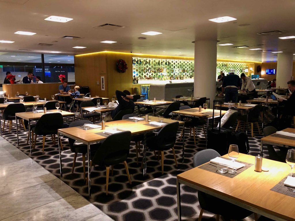 Qantas International First Lounge LAX dining area