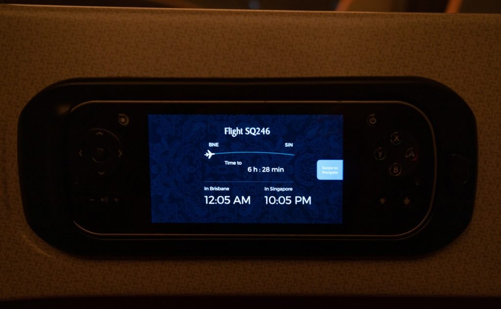 Singapore Airlines A350 Business Class - BNE-SIN touch screen