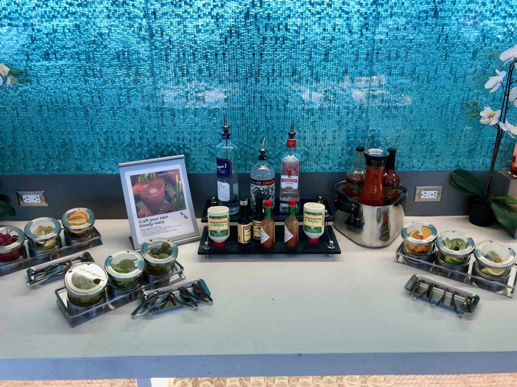 American Airlines Flagship Lounge Los Angeles bloody mary bar