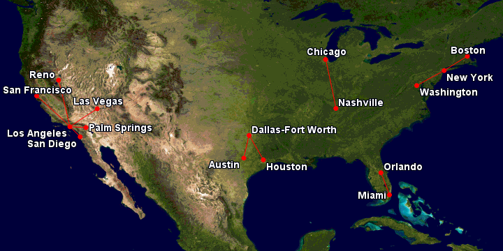 American Airlines routes under 600 miles