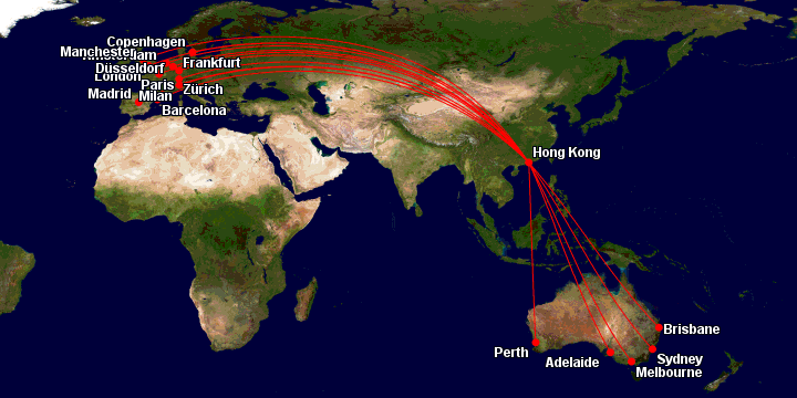 Cathay Pacific route to Europe