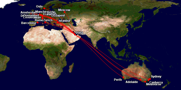 Qatar Airways route to Europe